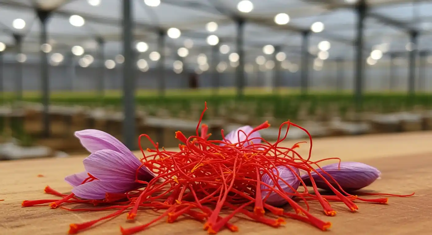 گل زعفران در گلخانه بهرنگ