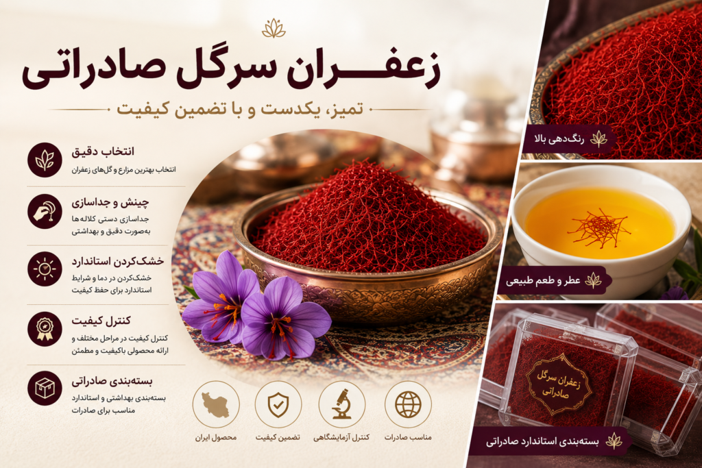 خرید زعفران سرگل صادراتی تمیز و یکدست