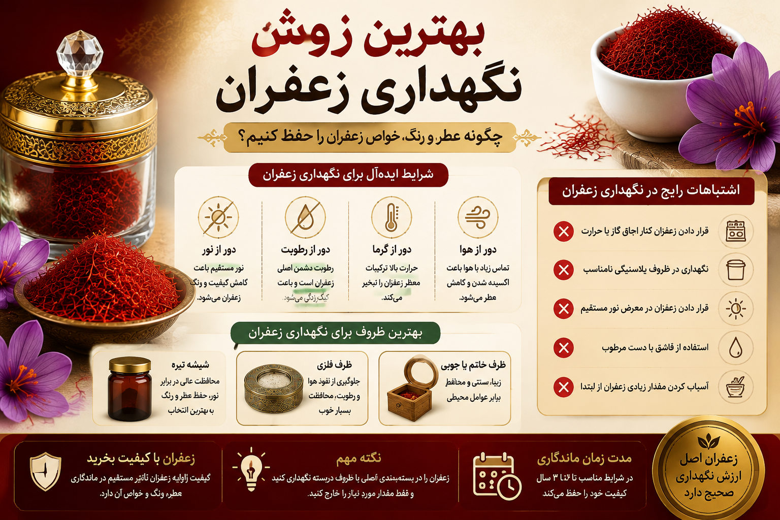 بهترین روش نگهداری زعفران