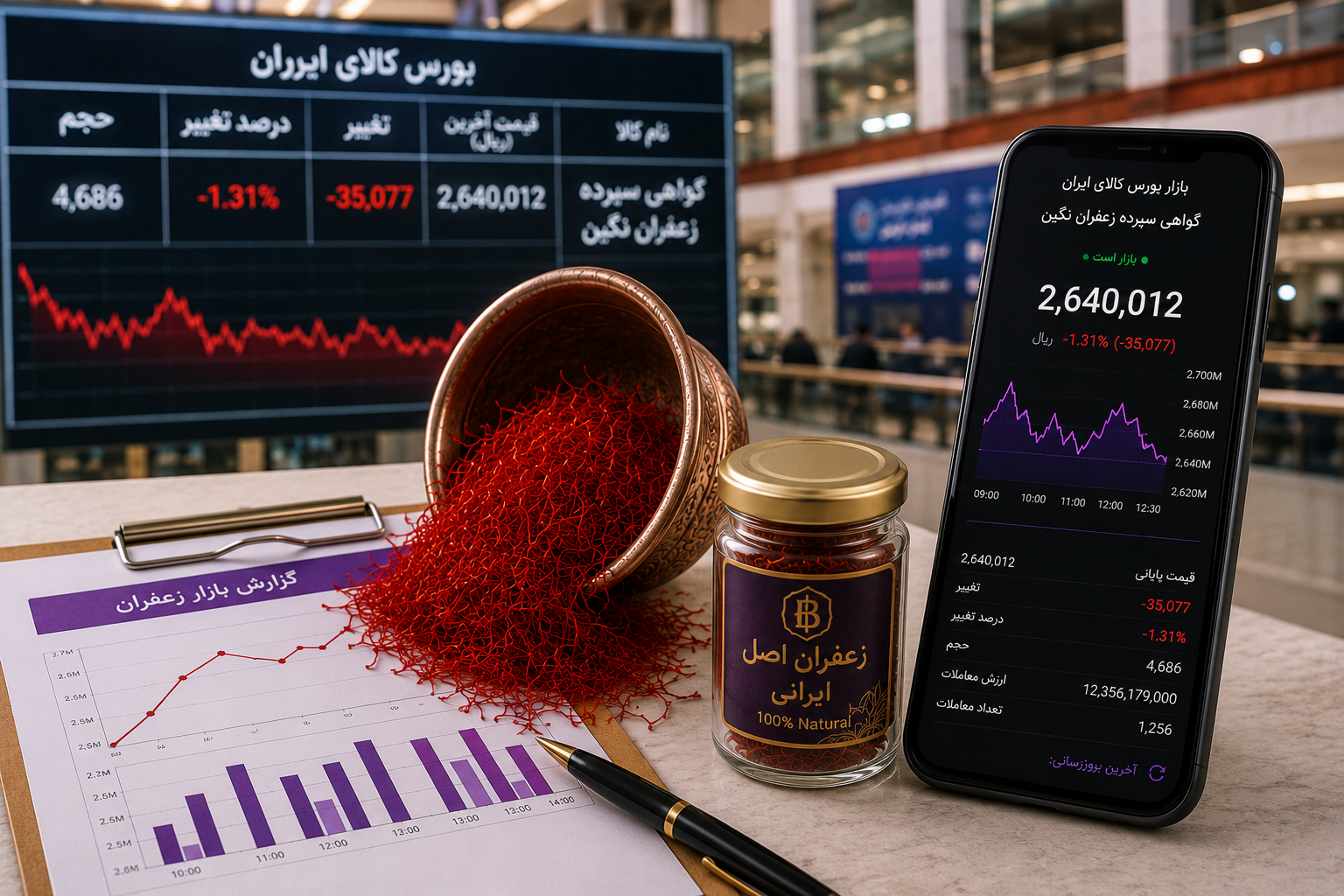 قیمت لحظه‌ای زعفران در بورس
